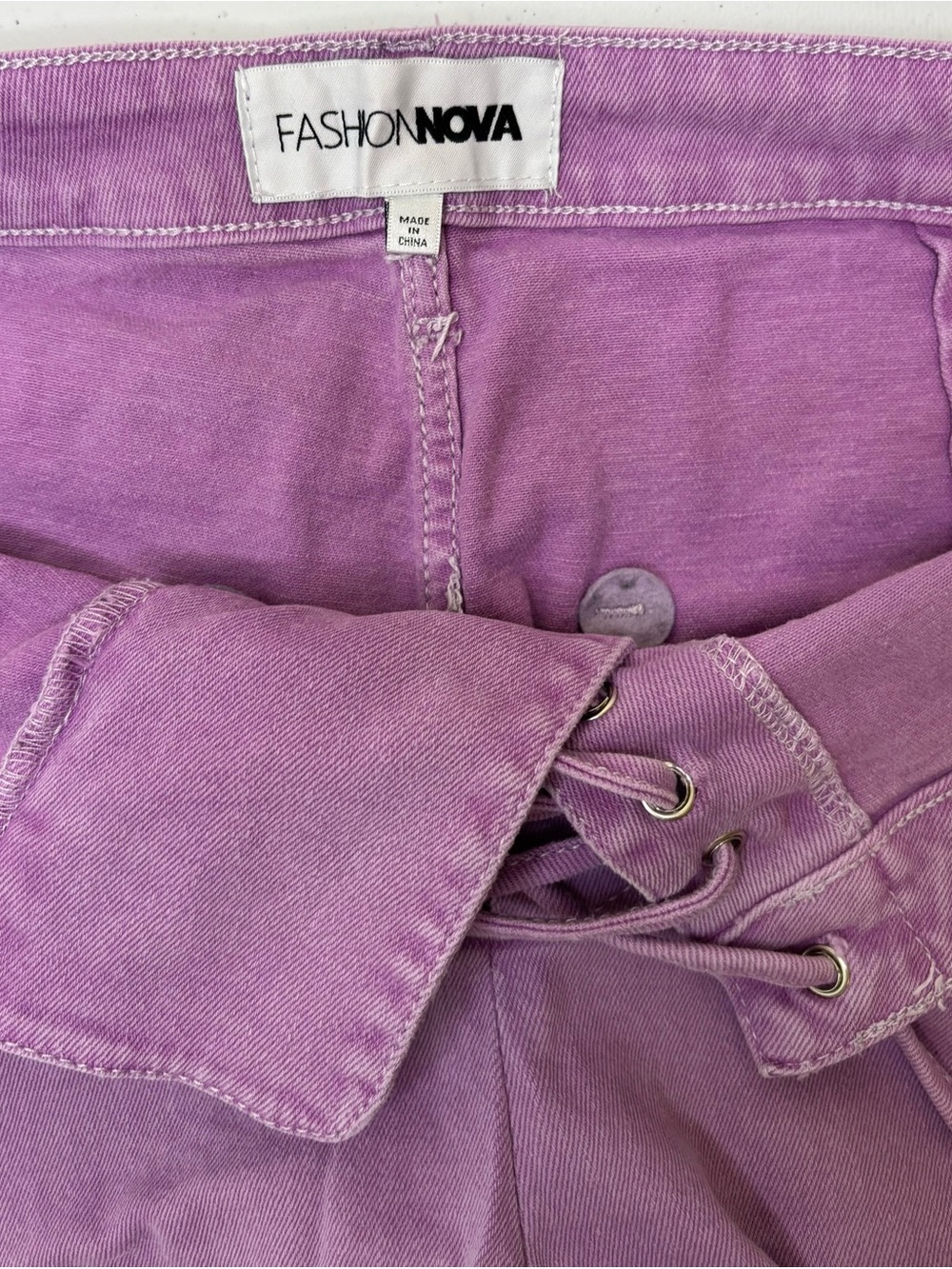 Fashion Nova Lavender Lace Up High Waist Boot Cut Jeans Purple Denim Y2K - Picture 5 of 6